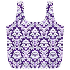 Royal Purple Damask Pattern Full Print Recycle Bag (XL) from ArtsNow.com Front