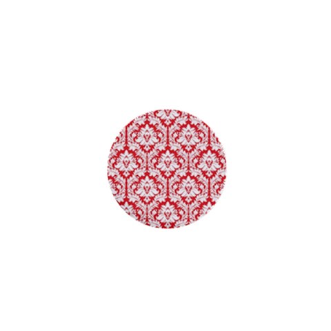 White On Red Damask 1  Mini Button from ArtsNow.com Front