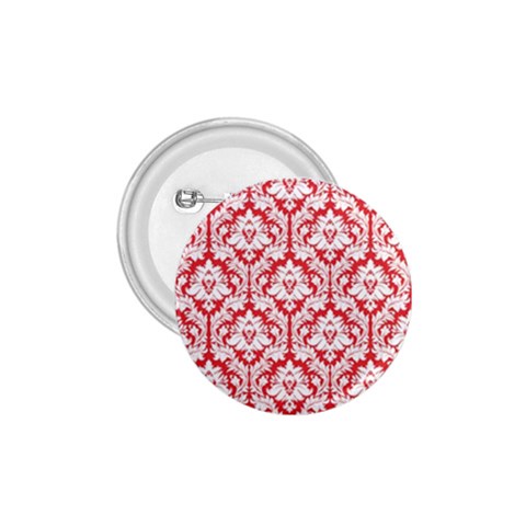 White On Red Damask 1.75  Button from ArtsNow.com Front