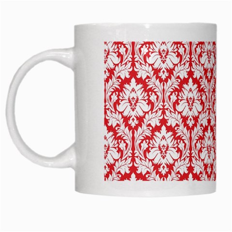 White On Red Damask White Coffee Mug from ArtsNow.com Left