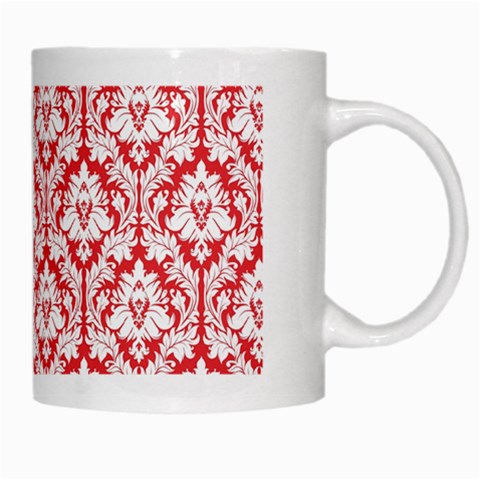 White On Red Damask White Coffee Mug from ArtsNow.com Right