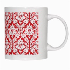 White On Red Damask White Coffee Mug from ArtsNow.com Right