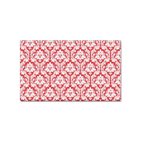 White On Red Damask Sticker (Rectangle) from ArtsNow.com Front