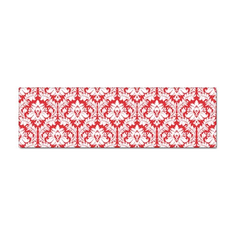 White On Red Damask Bumper Sticker from ArtsNow.com Front