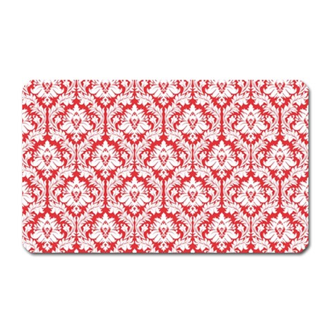 White On Red Damask Magnet (Rectangular) from ArtsNow.com Front