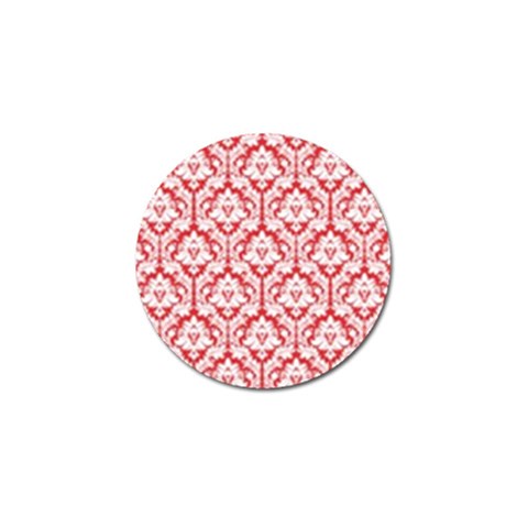 White On Red Damask Golf Ball Marker from ArtsNow.com Front