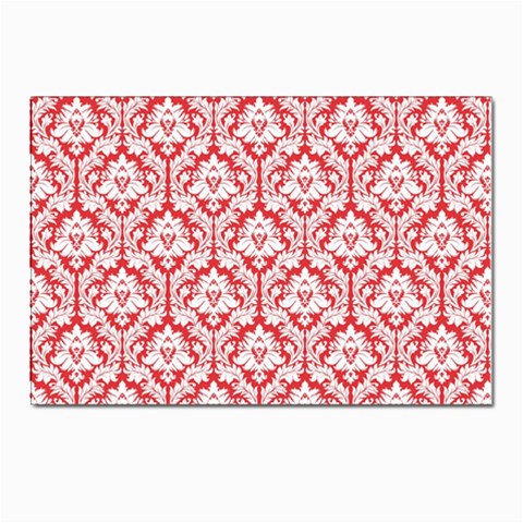 White On Red Damask Postcard 4 x 6  (10 Pack) from ArtsNow.com Front