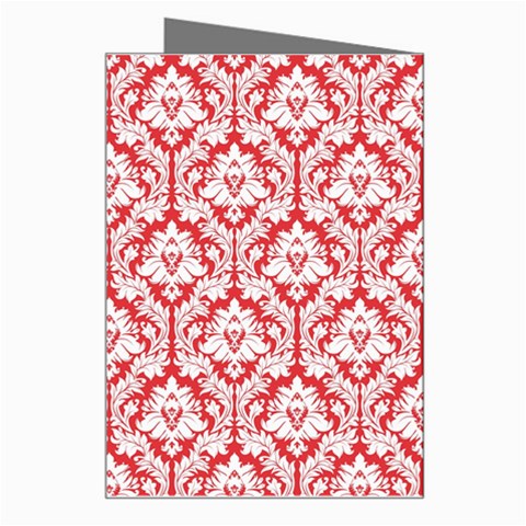 White On Red Damask Greeting Card from ArtsNow.com Right