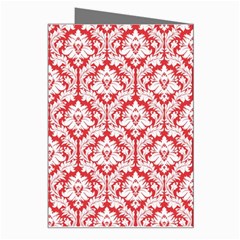 White On Red Damask Greeting Card from ArtsNow.com Right