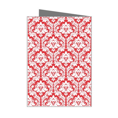 White On Red Damask Mini Greeting Card from ArtsNow.com Right