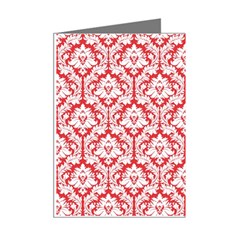 White On Red Damask Mini Greeting Card (8 Pack) from ArtsNow.com Right