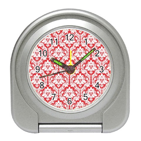 White On Red Damask Desk Alarm Clock from ArtsNow.com Front