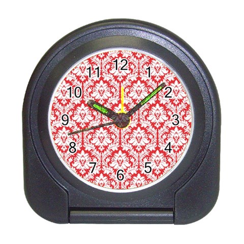 White On Red Damask Desk Alarm Clock from ArtsNow.com Front