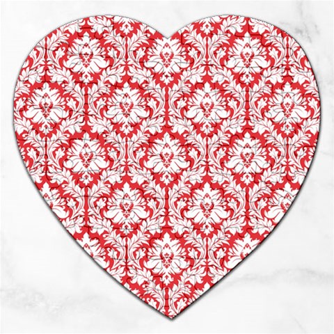 White On Red Damask Jigsaw Puzzle (Heart) from ArtsNow.com Front