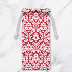 White On Red Damask Jewelry Bag from ArtsNow.com Back