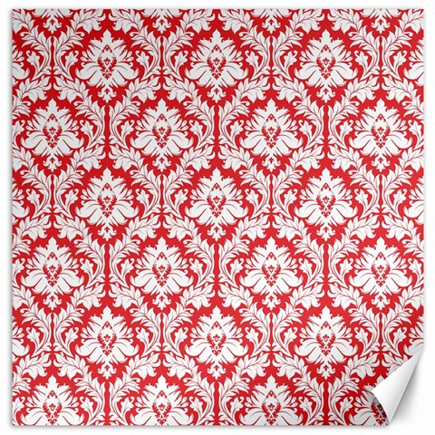 White On Red Damask Canvas 12  x 12  (Unframed) from ArtsNow.com 11.4 x11.56  Canvas - 1