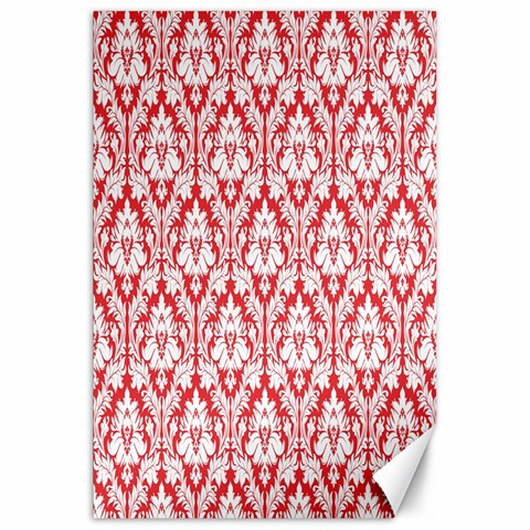 White On Red Damask Canvas 20  x 30  (Unframed) from ArtsNow.com 19.62 x28.9  Canvas - 1