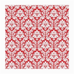 White On Red Damask Glasses Cloth (Medium, Two Sided) from ArtsNow.com Front