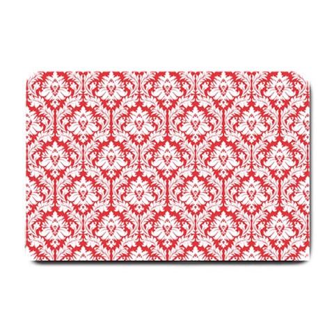 White On Red Damask Small Door Mat from ArtsNow.com 24 x16  Door Mat