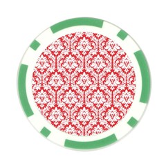 White On Red Damask Poker Chip from ArtsNow.com Back