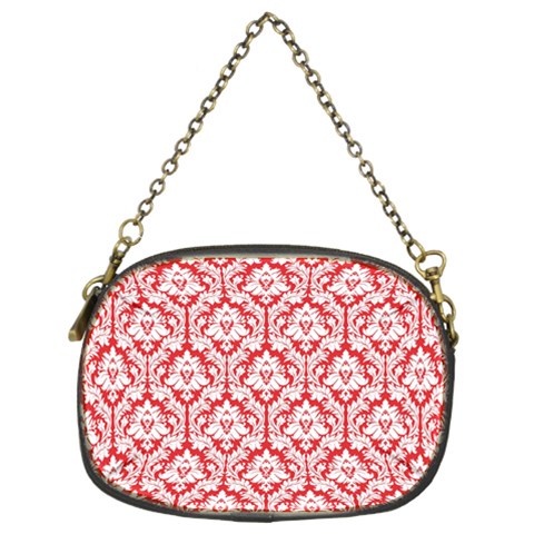 Poppy Red Damask Pattern Chain Purse (Two Sides) from ArtsNow.com Front