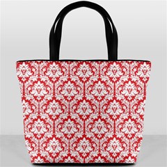 Poppy Red Damask Pattern Bucket Bag from ArtsNow.com Front