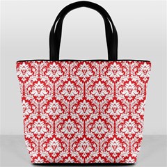 Poppy Red Damask Pattern Bucket Bag from ArtsNow.com Back