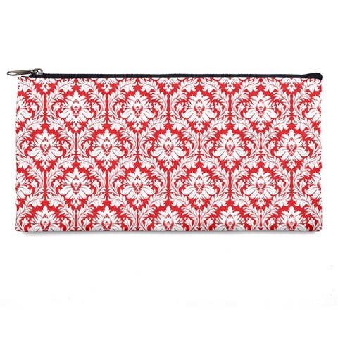 Poppy Red Damask Pattern Pencil Case from ArtsNow.com Front