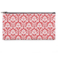 Poppy Red Damask Pattern Pencil Case from ArtsNow.com Front