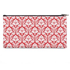 Poppy Red Damask Pattern Pencil Case from ArtsNow.com Back