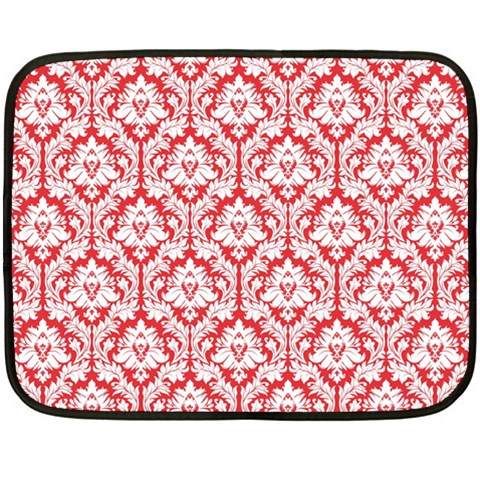 Poppy Red Damask Pattern Double Sided Fleece Blanket (Mini) from ArtsNow.com 35 x27  Blanket Front