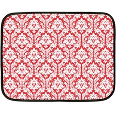 Poppy Red Damask Pattern Double Sided Fleece Blanket (Mini) from ArtsNow.com 35 x27  Blanket Front