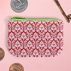 Poppy Red Damask Pattern Mini Coin Purse from ArtsNow.com Front