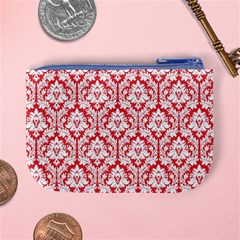 Poppy Red Damask Pattern Mini Coin Purse from ArtsNow.com Back