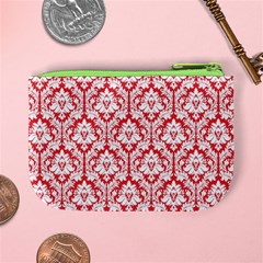 Poppy Red Damask Pattern Mini Coin Purse from ArtsNow.com Back