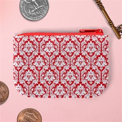 Poppy Red Damask Pattern Mini Coin Purse from ArtsNow.com Back