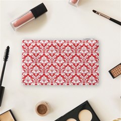 Poppy Red Damask Pattern Cosmetic Bag (Small) from ArtsNow.com Back