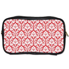 Poppy Red Damask Pattern Toiletries Bag (Two Sides) from ArtsNow.com Front