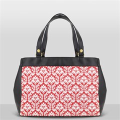 Poppy Red Damask Pattern Oversize Office Handbag (2 Sides) from ArtsNow.com Front