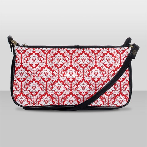 Poppy Red Damask Pattern Shoulder Clutch Bag from ArtsNow.com Front