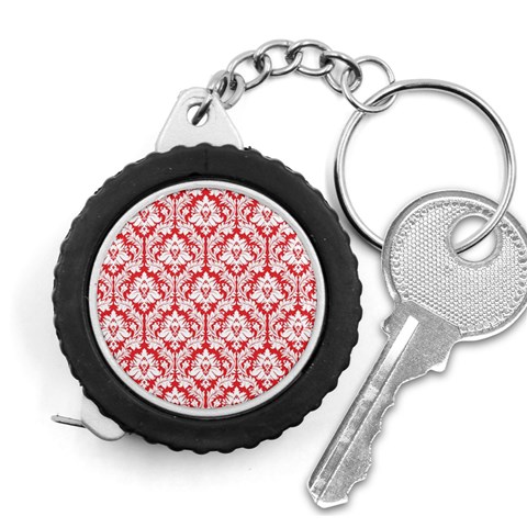 White On Red Damask Measuring Tape from ArtsNow.com Front