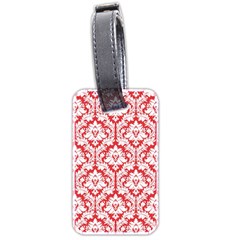 White On Red Damask Luggage Tag (Two Sides) from ArtsNow.com Front