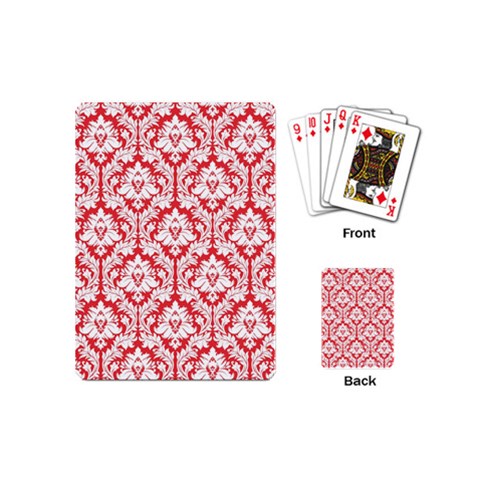 White On Red Damask Playing Cards (Mini) from ArtsNow.com Back