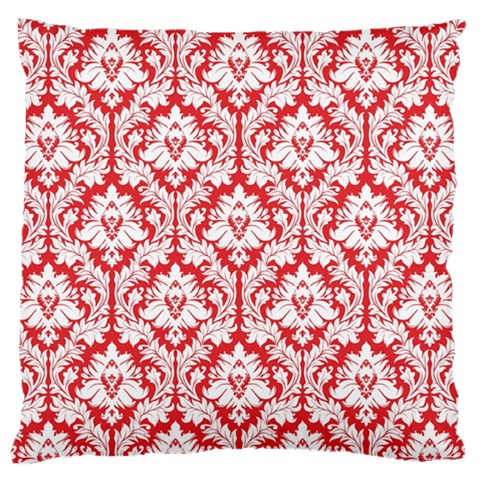 Poppy Red Damask Pattern Large Cushion Case (One Side) from ArtsNow.com Front