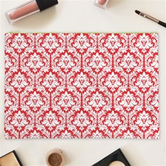 Poppy Red Damask Pattern Cosmetic Bag (XXL) from ArtsNow.com Front