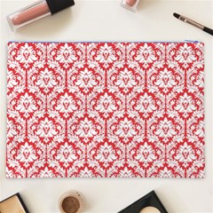 Poppy Red Damask Pattern Cosmetic Bag (XXL) from ArtsNow.com Back