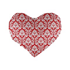 Poppy Red Damask Pattern Standard 16  Premium Heart Shape Cushion  from ArtsNow.com Back