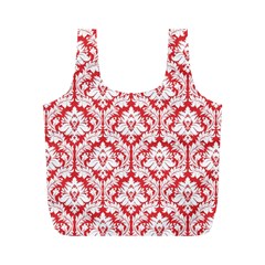 Poppy Red Damask Pattern Full Print Recycle Bag (M) from ArtsNow.com Front