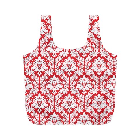 Poppy Red Damask Pattern Full Print Recycle Bag (M) from ArtsNow.com Back