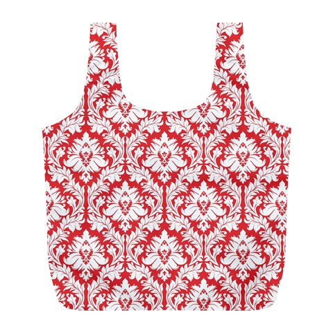 Poppy Red Damask Pattern Full Print Recycle Bag (L) from ArtsNow.com Front